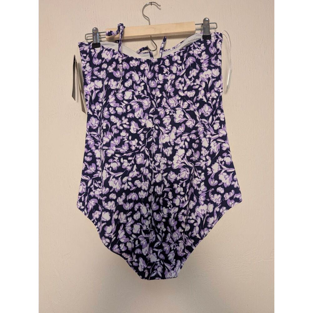 Gottex one-piece women's swimsuit navy purple floral size 14 new with tags! - Picture 7 of 8